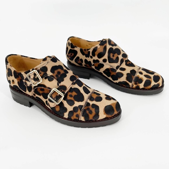 NWB Office of Angela Scott Mr. Colin Leopard Double-Monk Strap Oxford EU 36 US 6 - Picture 3 of 11